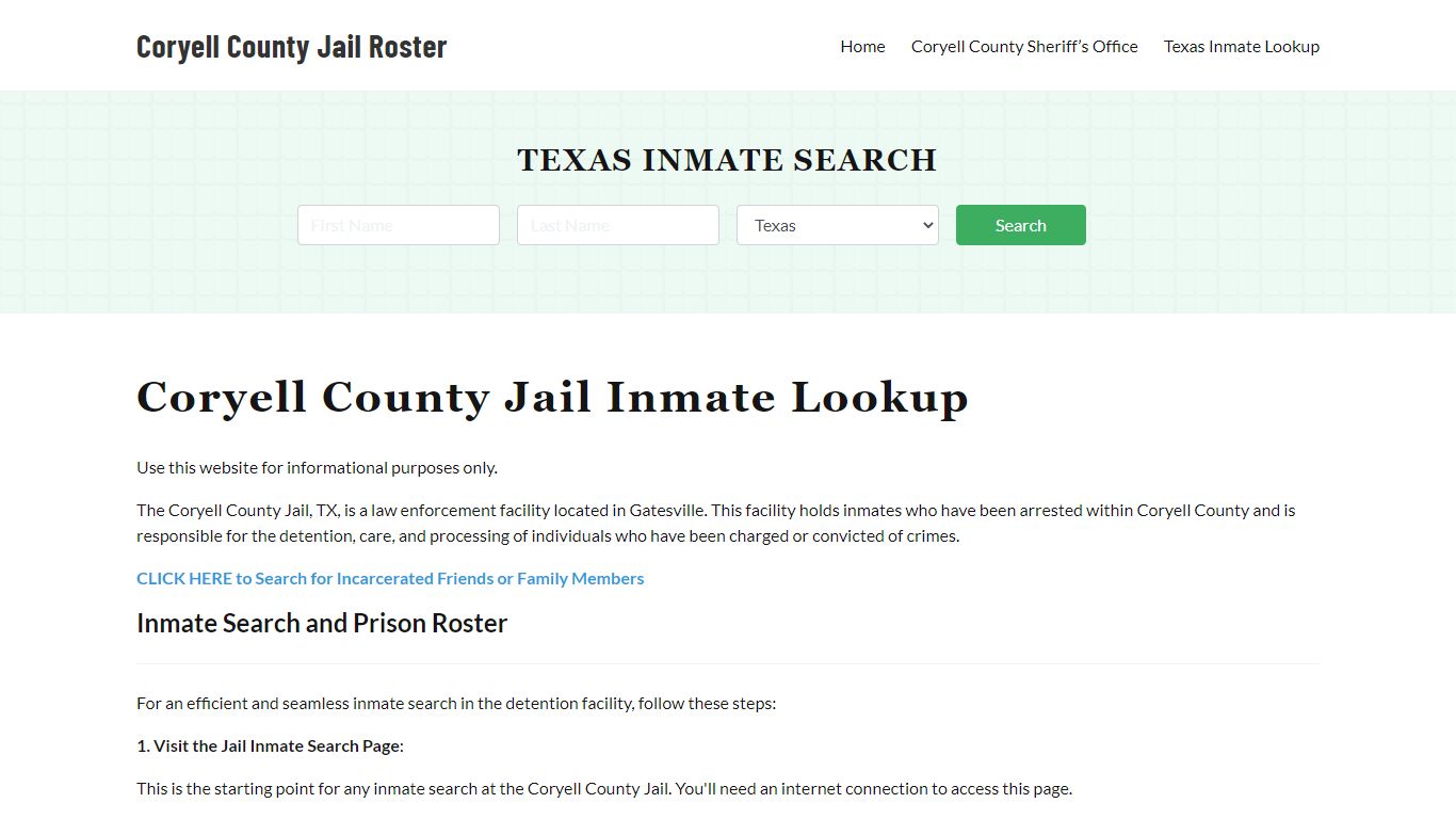 Coryell County Jail Roster Lookup, TX, Inmate Search